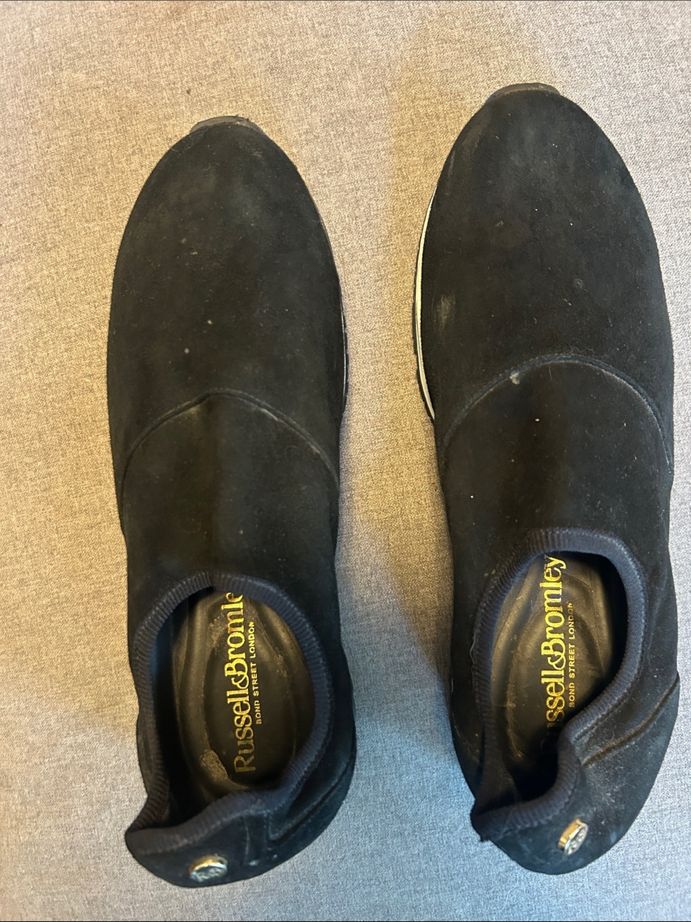 Russell & Bromley Women's Black Suede Slip-On Flats